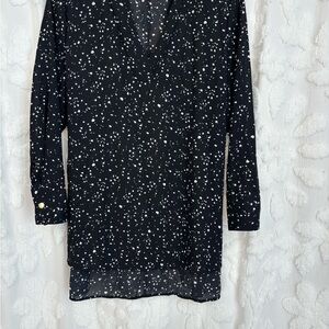 Terra & Sky Black and White Speckled Blouse 0X